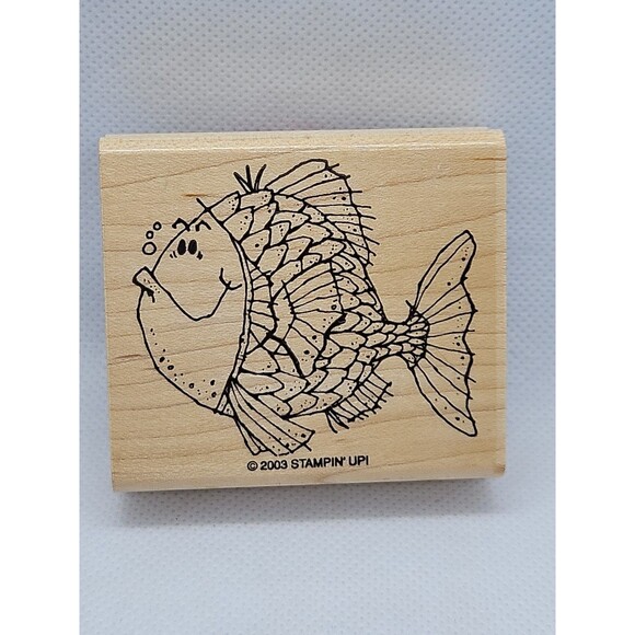 Vtg 2003 RAINBOW FISH SCALES Lake Life Aquarium Pet STAMPIN UP! RUBBER STAMP - Picture 2 of 5